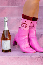 Load image into Gallery viewer, Wine Makes Me Happy Flat Socks