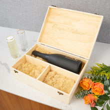 Load image into Gallery viewer, Celebrate Wood Champagne Box with Set of Flutes