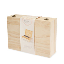 Load image into Gallery viewer, Celebrate Wood Champagne Box with Set of Flutes