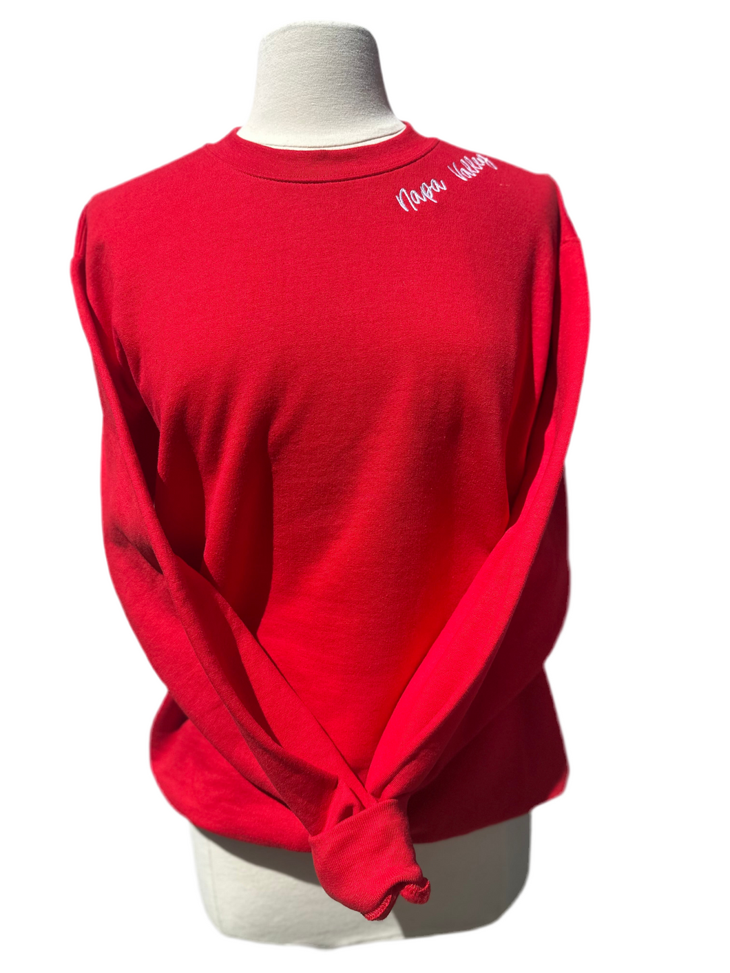 Embroidered Neckline Crewneck Sweatshirt