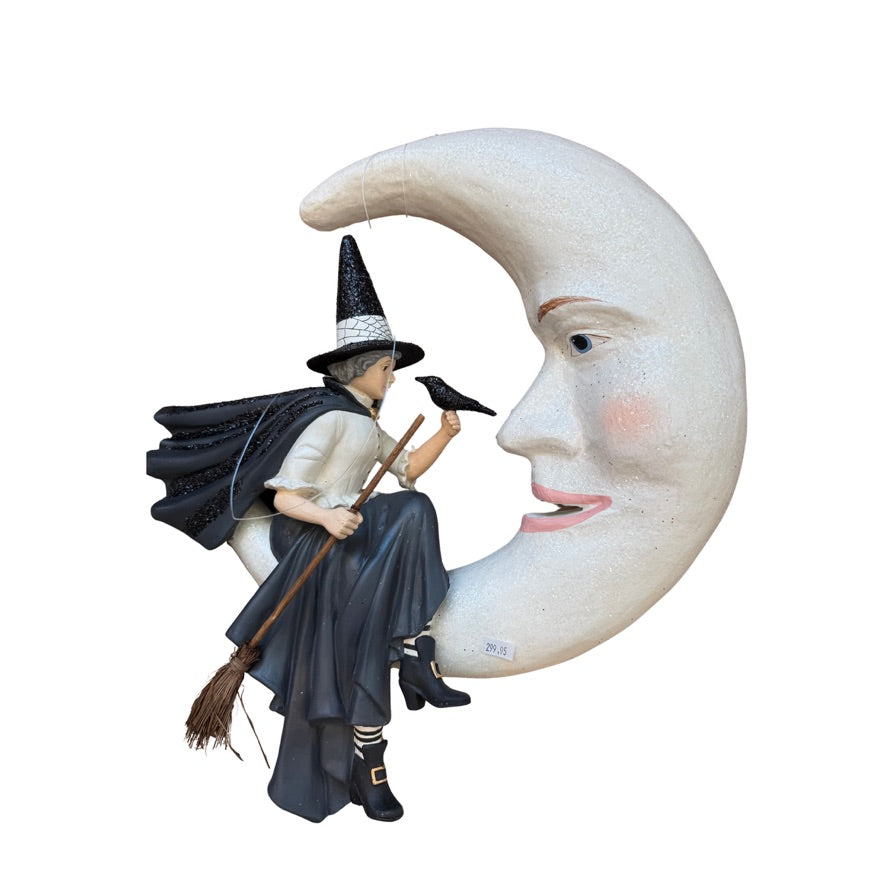 Halloween Bewitching Moon Witch Paper Mache