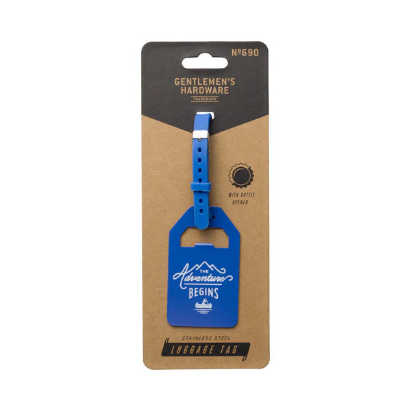Gentlemen's Hardware - The Adventure Begins Stainless Steel Luggage Tag with Bottle Opener