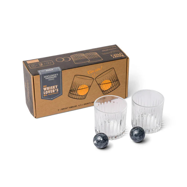 Gentlemen's Hardware - Whiskey Tumbler Glasses and Ice Stone Set