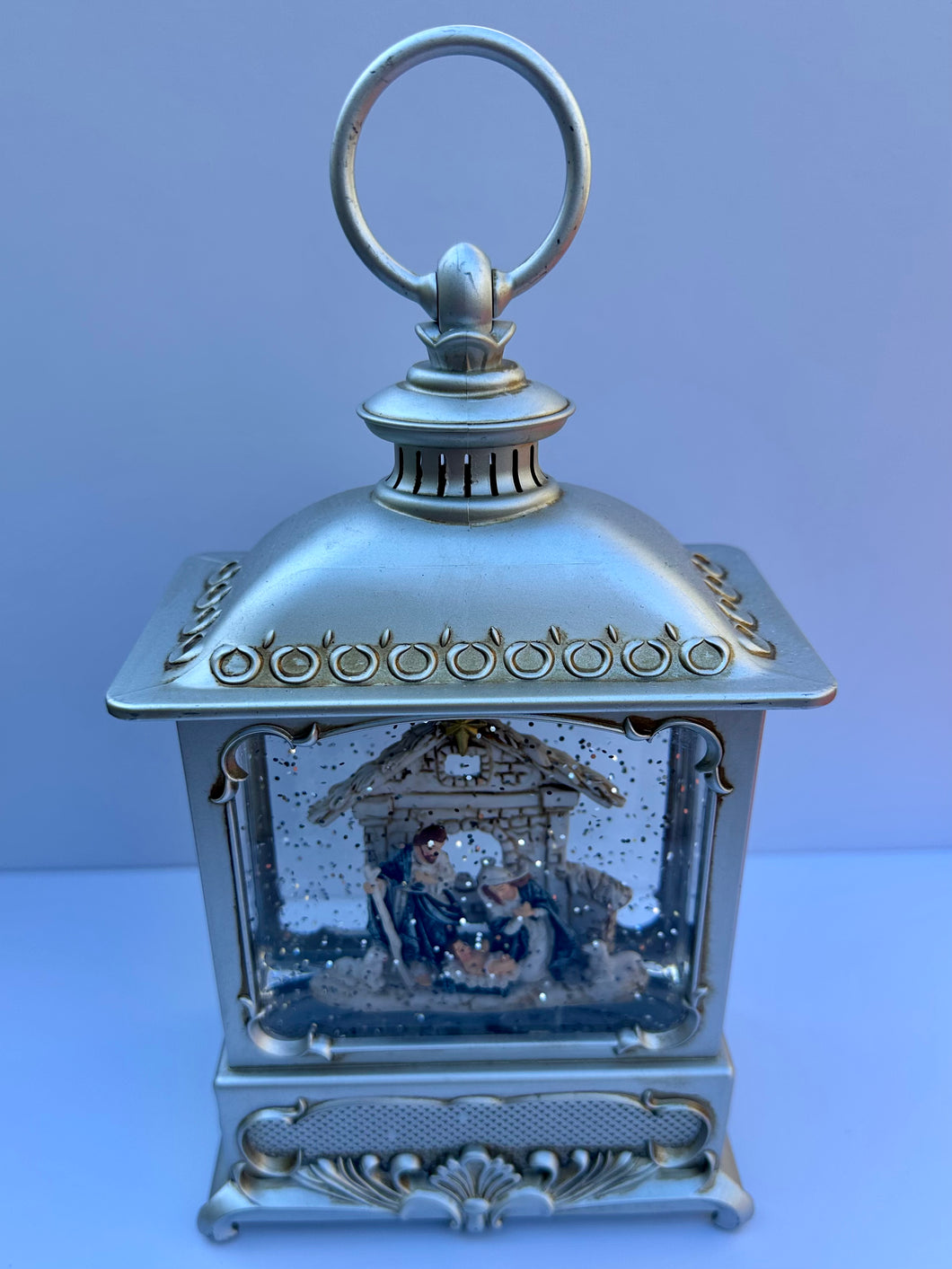 Silver Nativity Snowglobe