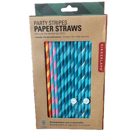 Kikkerland - Party Stripes Paper Straws