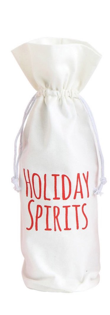 Holiday Spirits Drawstring Holiday Wine Bag