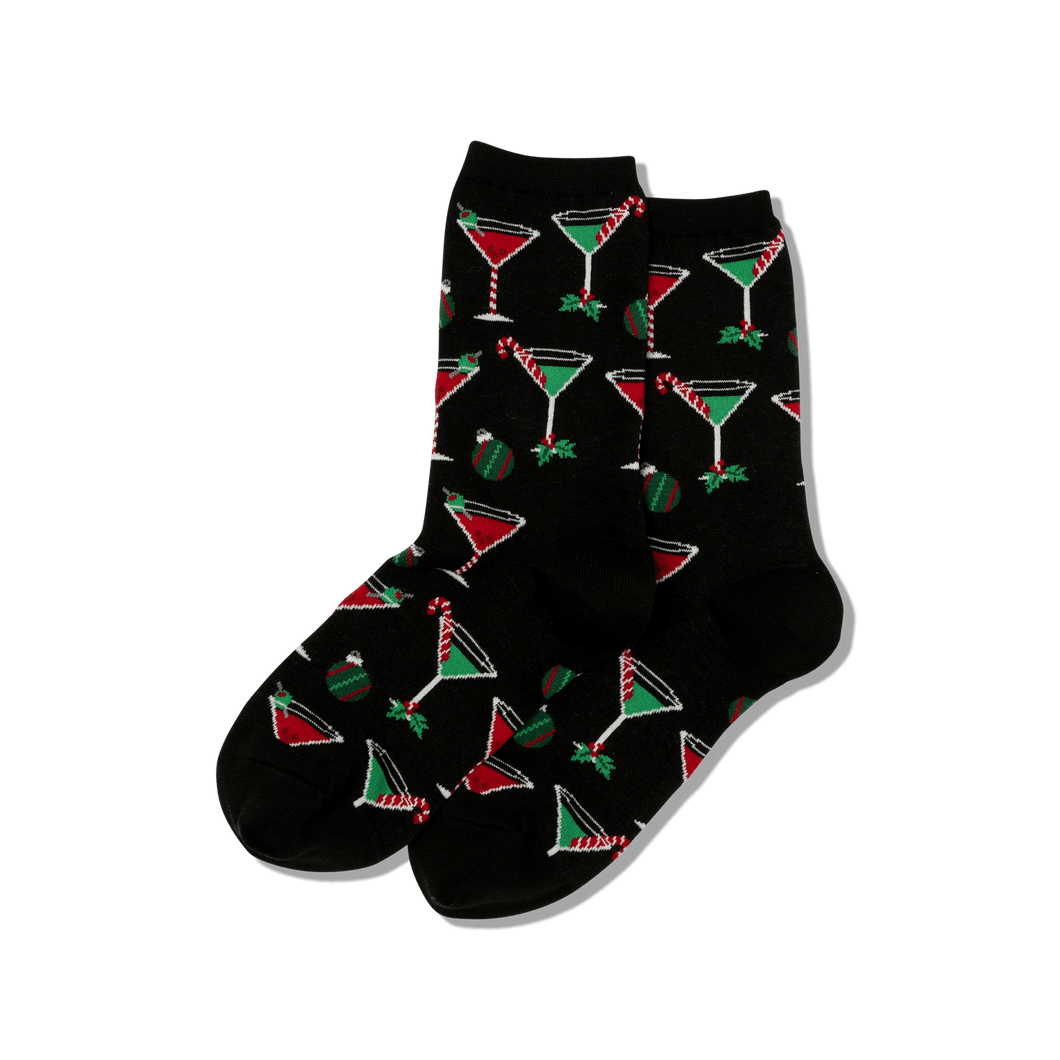 Hotsox Women's Christmas Cocktails Crew Socks