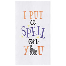 Load image into Gallery viewer, Spell on You Embroidered Halloween Tea Towel

