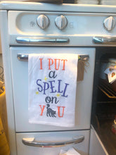 Load image into Gallery viewer, Spell on You Embroidered Halloween Tea Towel
