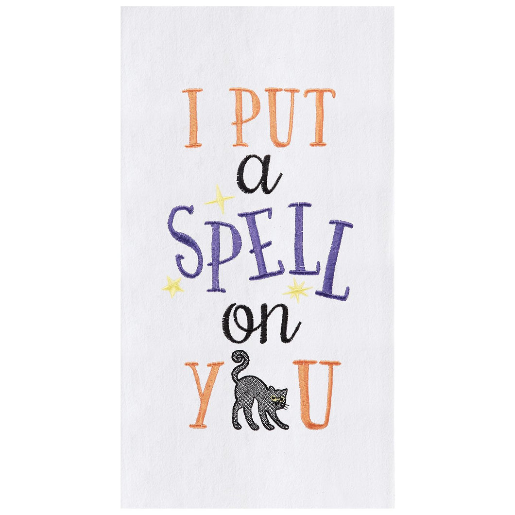 Spell on You Embroidered Halloween Tea Towel
