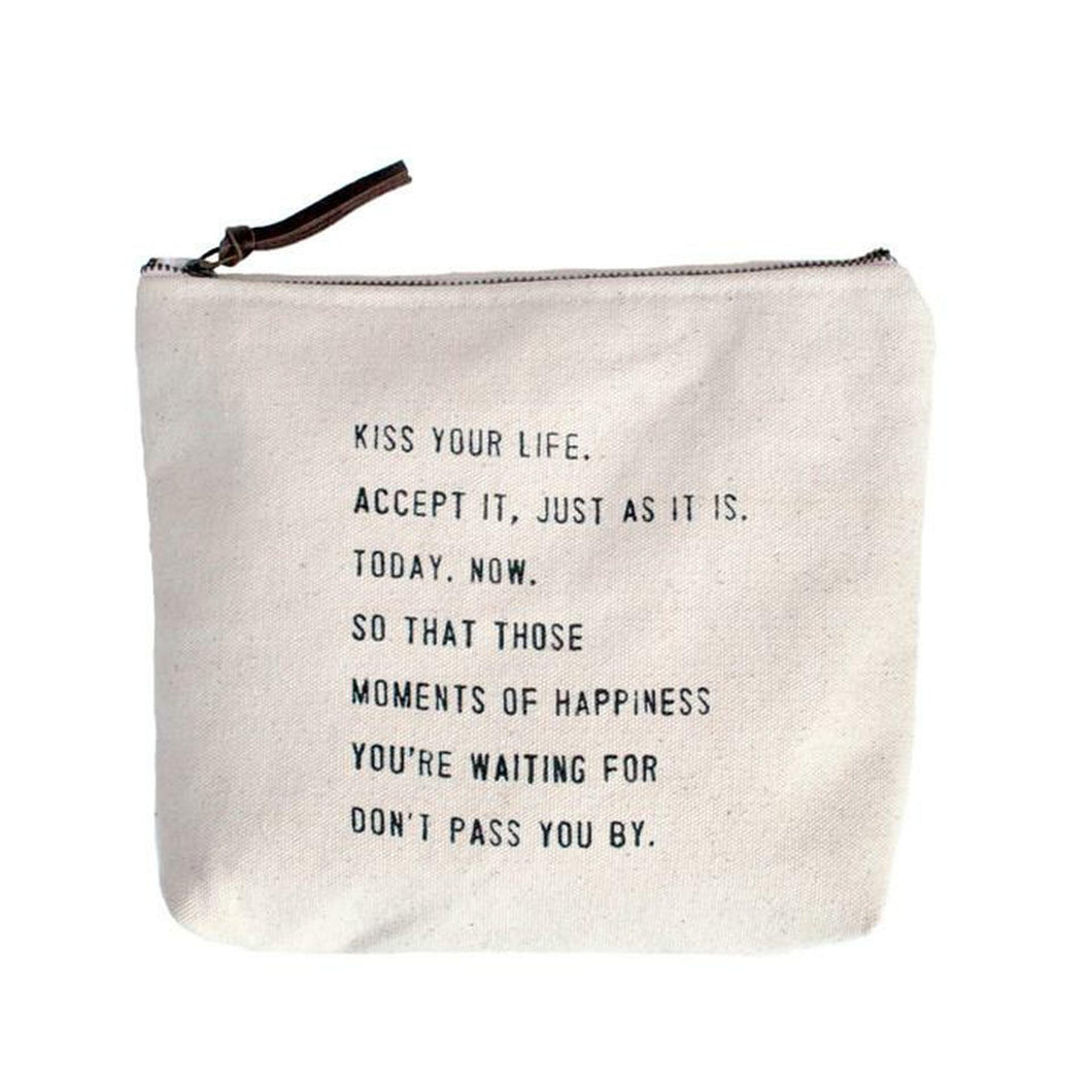 Canvas Zip Bags - Kiss Your Life