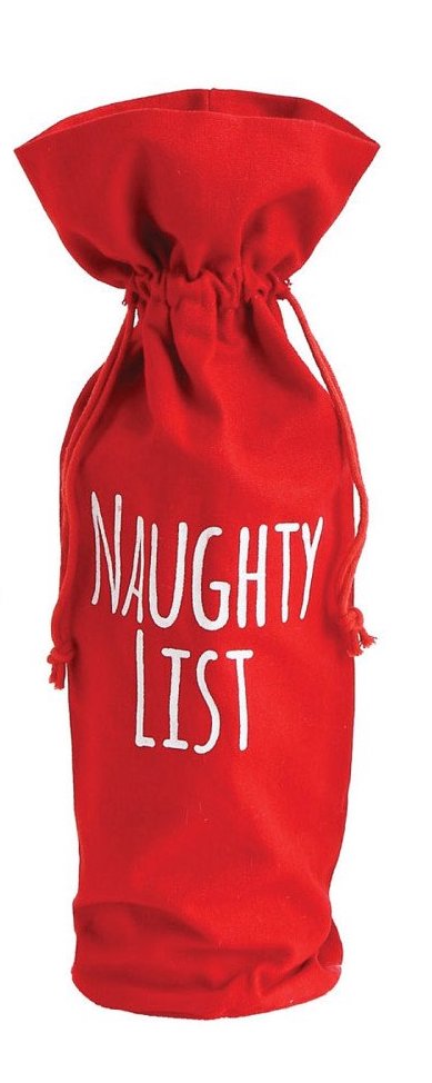 Naughty List Drawstring Wine Bags
