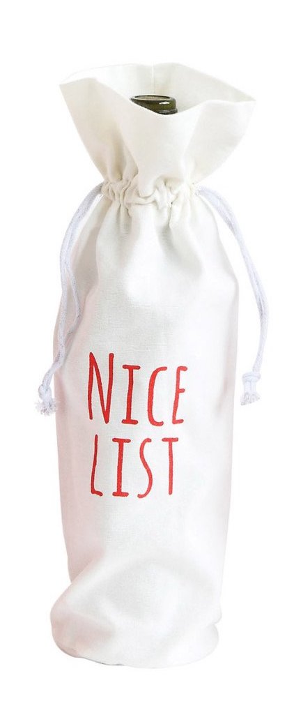 Nice List Drawstring Wine Bag
