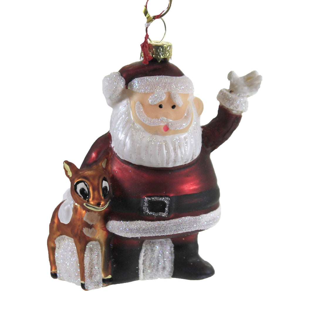 Retro Santa and Rudolph Holiday Ornament