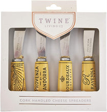 Load image into Gallery viewer, Twine Cork Handled Spreader Set Cheese Knives - Set of 4
