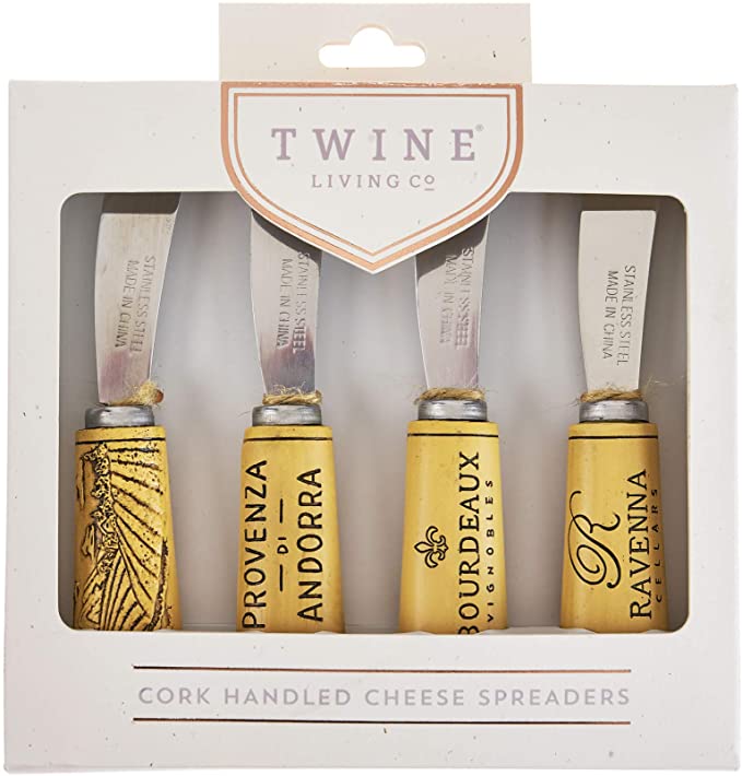 Twine Cork Handled Spreader Set Cheese Knives - Set of 4