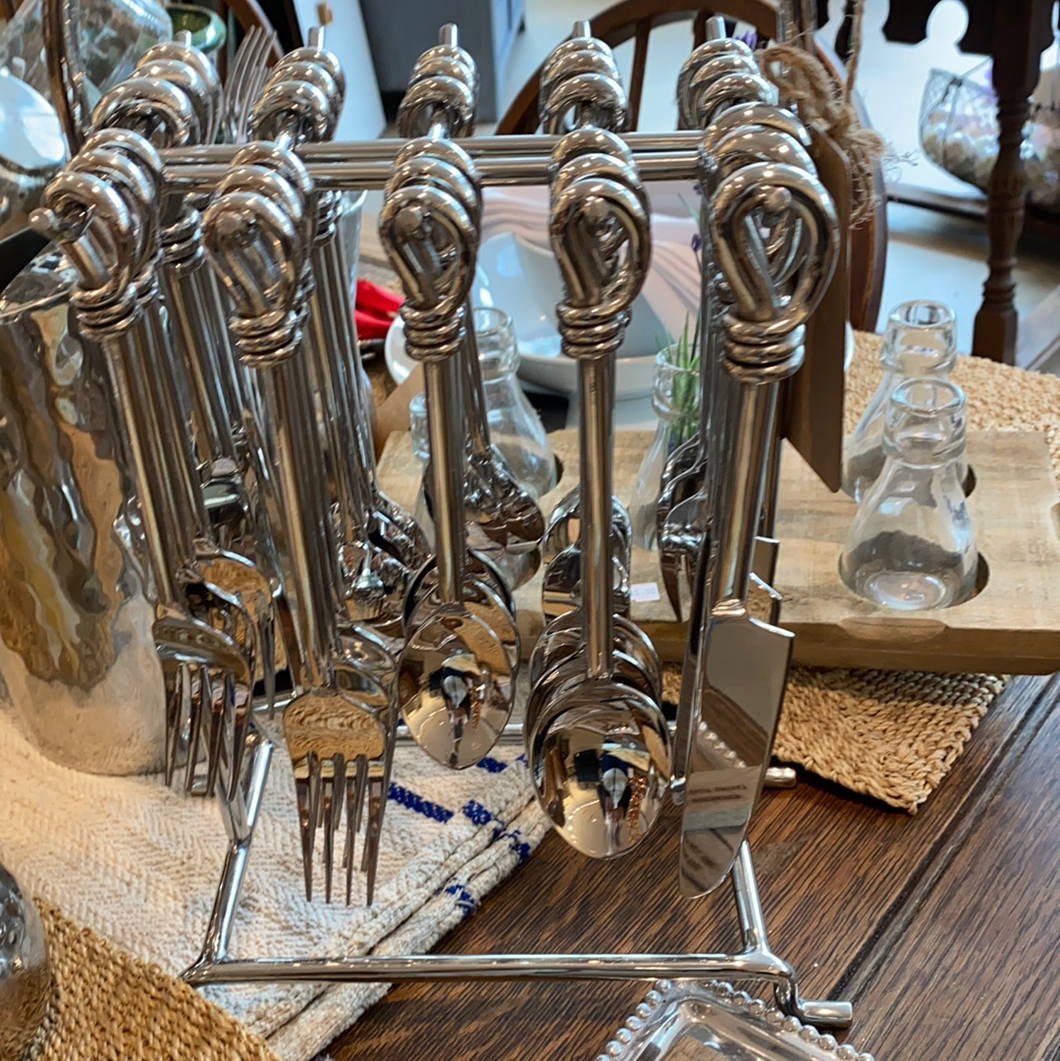 Stainless Steel Flatware Set with Stand