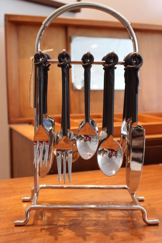 Stainless Steel Hanging Flatware Set with Stand